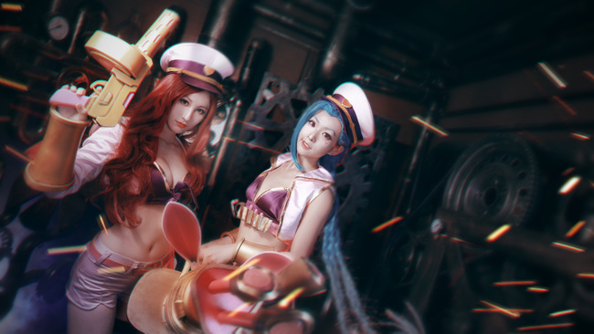 [cosplay]cos正片LOL魅惑时代女枪&amp;金克丝[二次元cos]